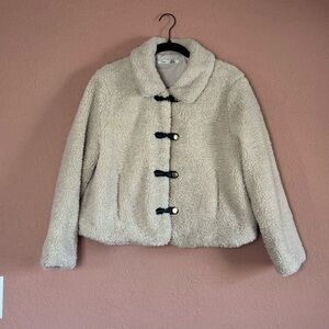 Dex Cream Teddy Jacket with Black Accents